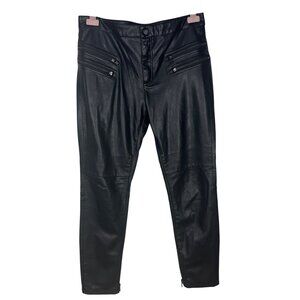 Free People 10 Black Faux Leather Moto Pants Ankle Zipper Details Rocker Goth